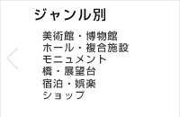 ジャンル別（美術館・博物館、ホール・複合施設、モニュメント、橋・展望台、宿泊・娯楽、ショップ）